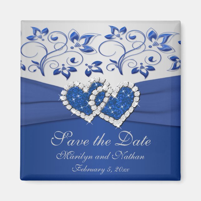 Royal Blue et Silver Wedding Favor Magnet (Devant)