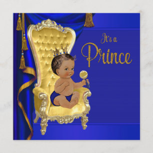 Royal Blue Extravagante Ethnic Prince Baby Dusche Einladung