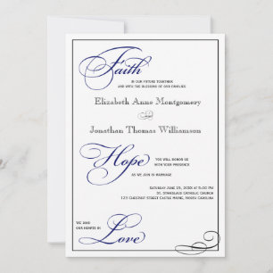 Royal Blue Faith Hope Love Faire-part de mariage