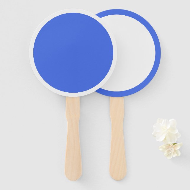 Royal Blue Fan mit White Rim - Custom Fächer (Vorne und Hinten)