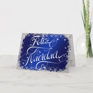 Royal Blue Feliz Navidad Typography PERSONALIZED Feiertagskarte