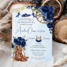Royal Blue Floral Charro Cowgirl Quinceanera XV 15
