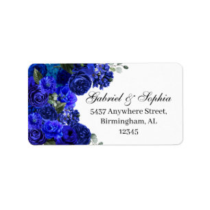 Royal Blue Floral Étiquette de adresse