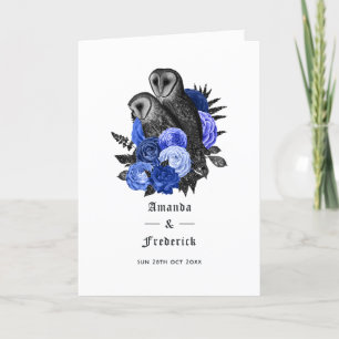 Royal Blue Floral Owls Gothic Wedding Programm