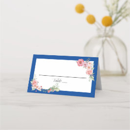 Royal Blue Floral Platzkarte