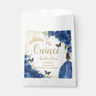 Royal Blue Floral Princess Gold Quinceñera 16 15 Geschenktütchen