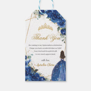 Royal Blue Floral Princess Quinceañera Birthday Geschenkanhänger