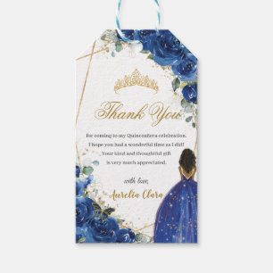 Royal Blue Floral Princess Quinceañera Birthday Geschenkanhänger