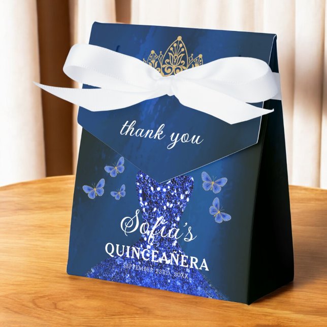 Royal Blue Floral Quinceañera Butterfliegen Geschenkschachtel (Von Creator hochgeladen)
