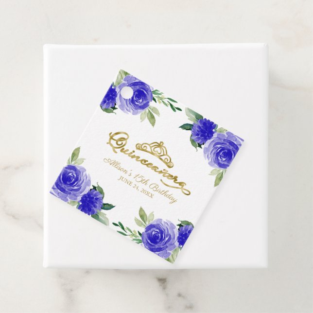 Royal Blue Floral Quinceanera Geschenkanhänger (Beispiel)
