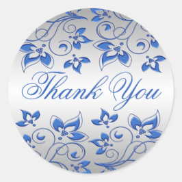 Royal Blue Floral und Silver Danke, Aufkleber