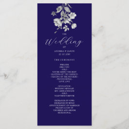 Royal Blue Floral Wedding Program Programm