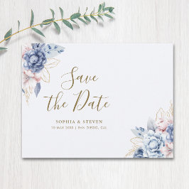 Royal Blue Flowers Wedding Postkarte