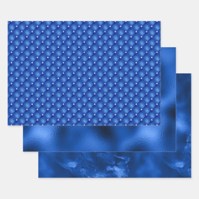 Royal Blue Foil Hanukkah Wrapping Paper Sheets Geschenkpapier Set (Set)