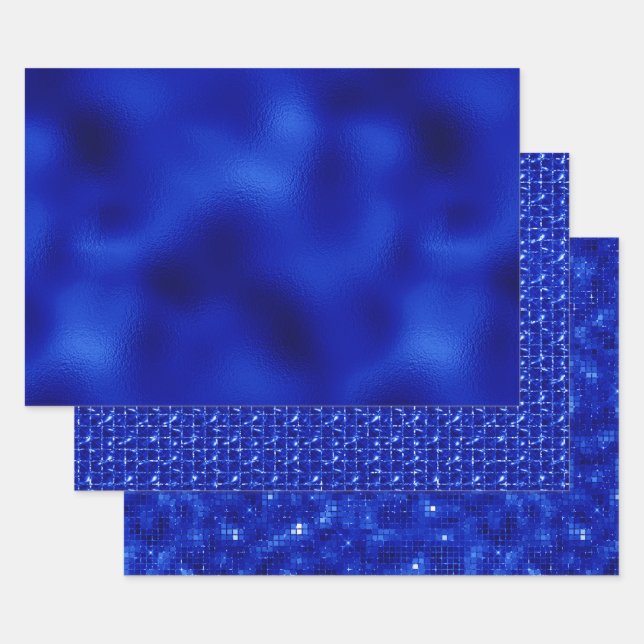 Royal Blue Foil Hanukkah Wrapping Paper Sheets Geschenkpapier Set (Set)