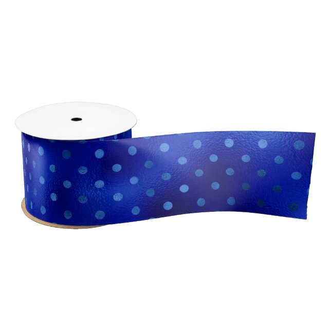 Royal Blue Foil Polka Dot Hanukkah Satinband (Spule)