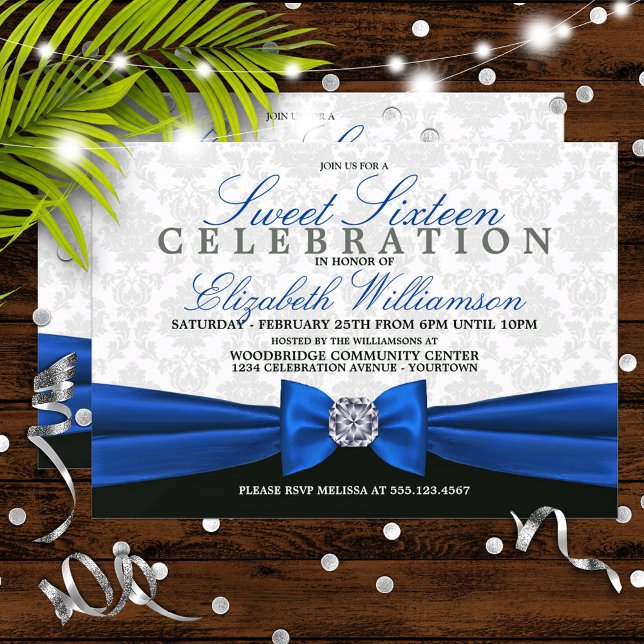 Royal Blue Formal Elegant Sweet 16 Einladung (Von Creator hochgeladen)