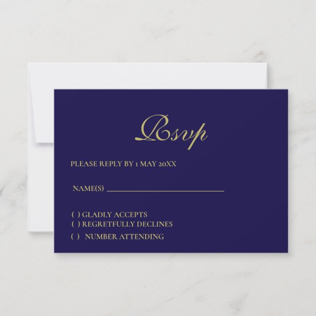 Royal Blue Formal RSVP Karte (Vorderseite)