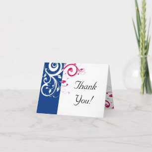 Royal Blue/Fuchsia Swirl Thank You Dankeskarte
