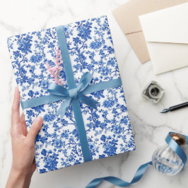 Royal Blue Garden Toile Geschenkpapier