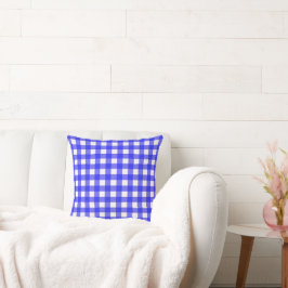 Royal Blue Gingham Basic Checkered Pattern Kissen
