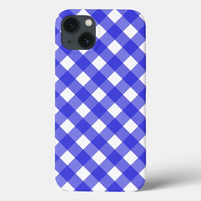 Royal blue gingham Case-Mate iPhone case (Rückseite)