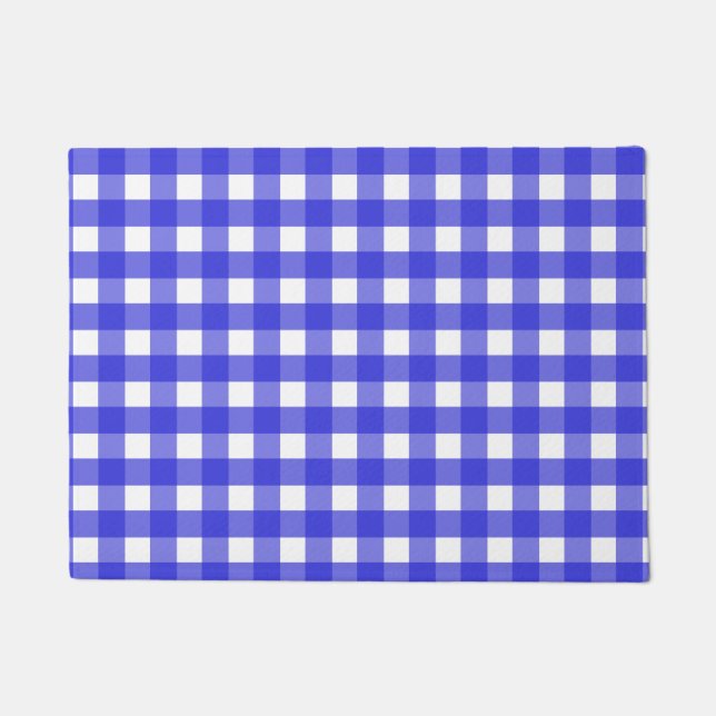 Royal Blue Gingham Fußmatte (Vorderseite)
