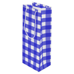 Royal Blue Gingham Geschenktüte Für Weinflaschen