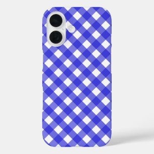 Royal Blue Gingham iPhone 16 Hülle