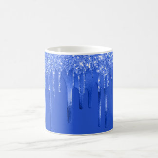 Royal Blue Glitter Drips Kaffeetasse
