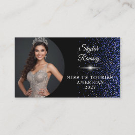Royal Blue Glitz Pageant Business Card Visitenkarte