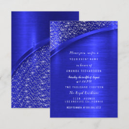Royal Blue Glitzer Brautparty Birthday Einladung