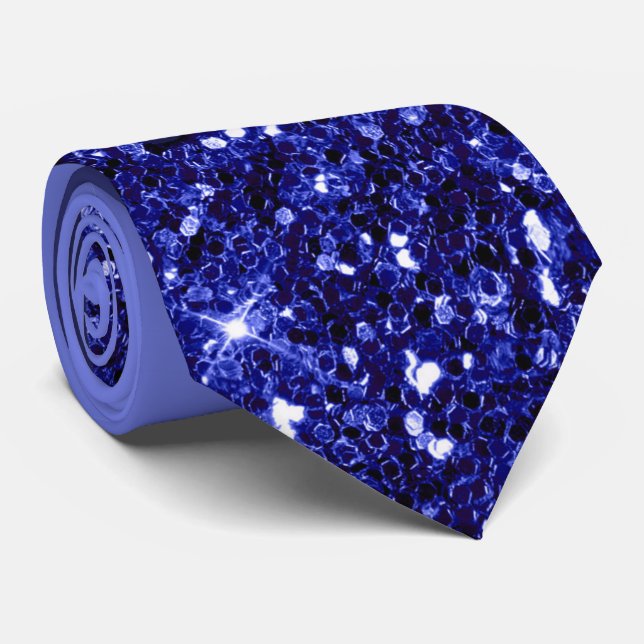 Royal Blue Glitzer Necktie Krawatte (Gerollt)