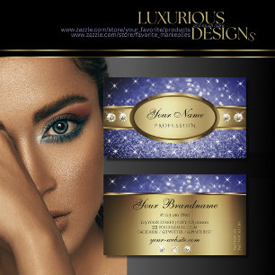 Royal Blue Glitzer Sparkle Stars Visitenkarte