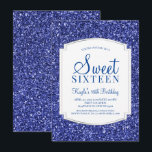 Royal Blue Glitzer Sweet 16 Einladungen<br><div class="desc">Royal Blue Glitzer Sweet 16 Einladungen. Diese Einladungen sind mit blauem Glitzer und einem edlen silberfarbenen Hintergrund gestaltet. Diese funkelnde 16 . Geburtstag-Einladung ist für Teenager gedacht und wird eine fantastische Einführung in Ihren ganz besonderen Tag sein. Weitere koordinierende 16 Party-Vorräte erhalten Sie im Metro-Events Zazzle Shop und unter Metro-Event.com....</div>