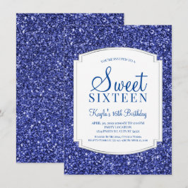 Royal Blue Glitzer Sweet 16 Einladungen