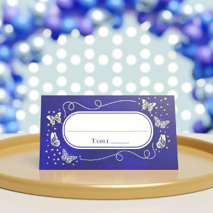 Royal Blue Gold 15 Jahre alt Quinceñera Butterfly Platzkarte