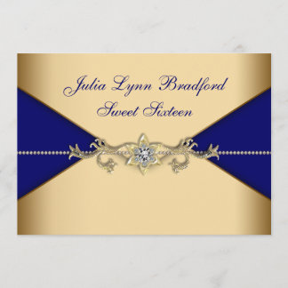 Royal Blue Gold 16 . Geburtstag Einladung