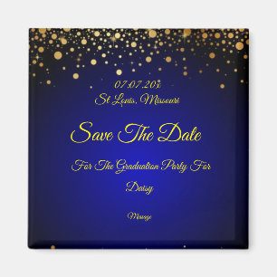 Royal Blue Gold Abschluss speichern das Date Magne Magnet