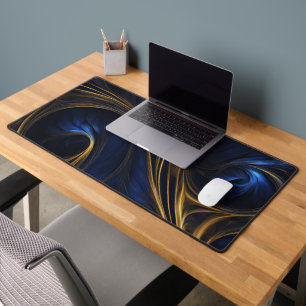 Royal Blue Gold Abstrakt Swirl Schreibtischunterlage