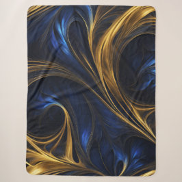 Royal Blue Gold Abstrakt Swirl Sherpadecke
