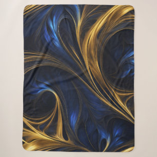 Royal Blue Gold Abstrakt Swirl Sherpadecke