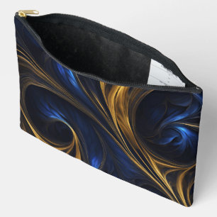 Royal Blue Gold Abstrakt Swirl Zubehörtasche