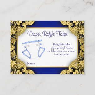 Royal Blue Gold Baby Diaper Raffle Ticket Begleitkarte