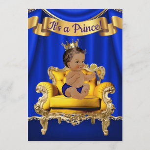 Royal Blue Gold Baby Shower Einladungen