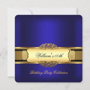 Royal Blue Gold Birthday Party Men's Women Einladung