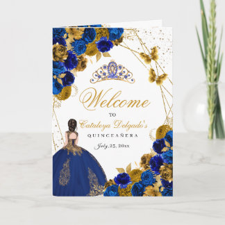Royal Blue & Gold Butterfly Quinceanera Programm