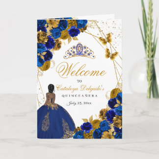 Royal Blue & Gold Butterfly Quinceanera Programm