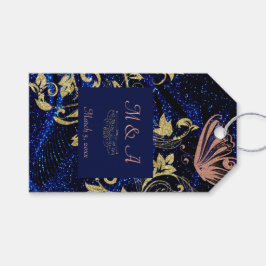 Royal Blue Gold Butterfly Wedding Geschenkanhänger