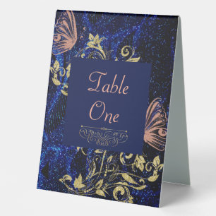 Royal Blue Gold Butterfly Wedding Tischaufsteller